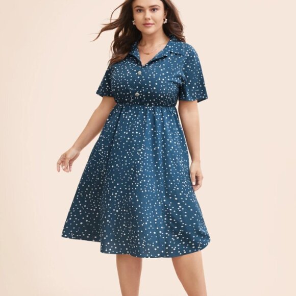 BloomChic Plus Sizse 3XL Polka Dot Button Detail Midi Dress us 22-24 - Picture 1 of 3